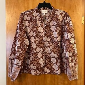 CLEOBELLA Nasir Button Up Shirt Floral Top Organic Cotton Blouse NWT Large